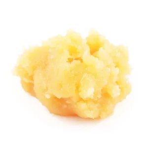 Lemon Haze strain of live resin cannabis concentrate on white background